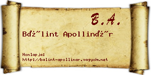 Bálint Apollinár névjegykártya